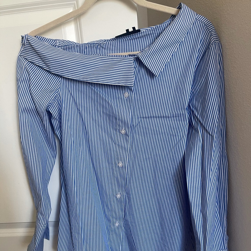 DKNY asymmetrical collar button down shirt